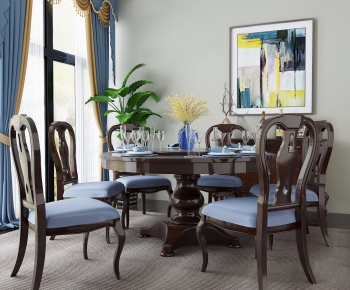 American Style Dining Table And Chairs-ID:216116189