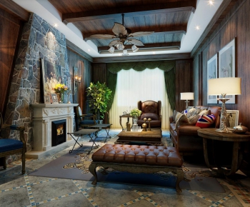 American Style Country Style A Living Room-ID:675068126
