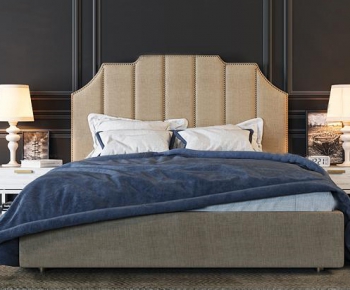 American Style Simple European Style Double Bed-ID:504967968
