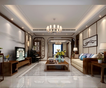 New Chinese Style A Living Room-ID:253967718