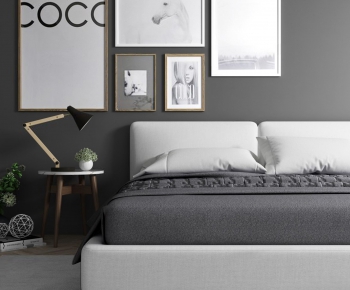 Modern Nordic Style Double Bed-ID:668301337