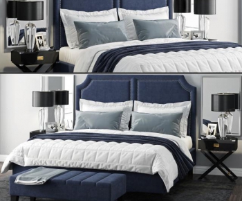 Modern American Style Double Bed-ID:646333173