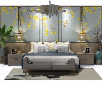 New Chinese Style Double Bed-ID:480333498