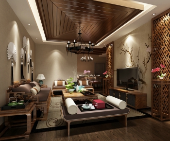 New Chinese Style A Living Room-ID:465508433