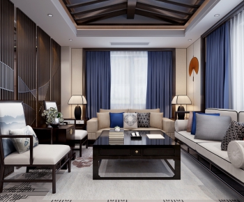 New Chinese Style A Living Room-ID:891457932