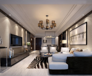 New Chinese Style A Living Room-ID:691919249