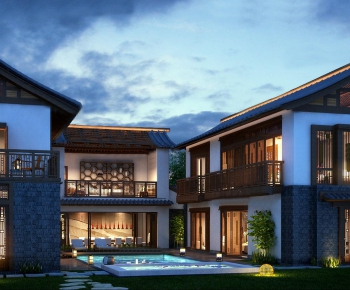 New Chinese Style Villa Appearance-ID:299507158