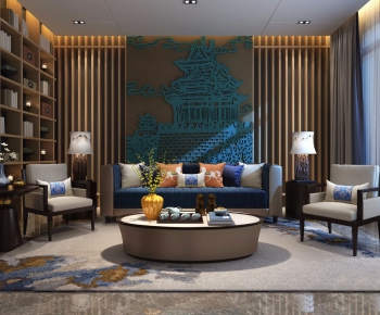 New Chinese Style A Living Room-ID:644212147