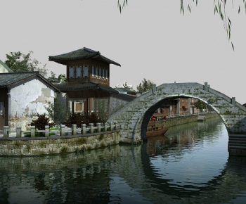 中式古建筑石桥-ID:467464667
