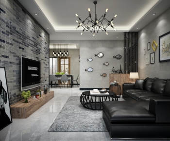 Industrial Style A Living Room-ID:398151887