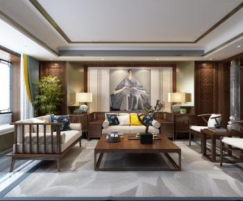 New Chinese Style A Living Room-ID:756563425