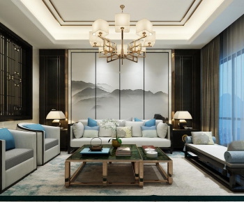 New Chinese Style A Living Room-ID:420272679