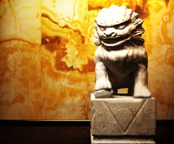 中式狮子雕塑-ID:758817528