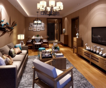 New Chinese Style A Living Room-ID:266928482