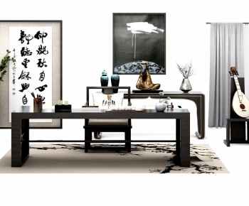 New Chinese Style Computer Desk And Chair-ID:462095479