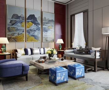 New Chinese Style A Living Room-ID:596994442