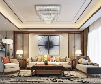 New Chinese Style A Living Room-ID:971987853