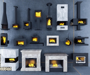 Industrial Style Fireplace-ID:676386882