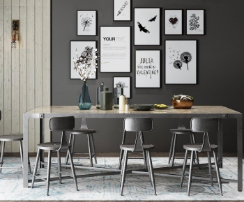 Industrial Style Dining Table And Chairs-ID:906109292