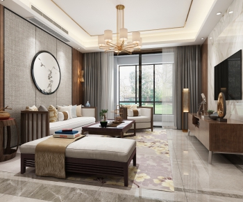 New Chinese Style A Living Room-ID:762285787