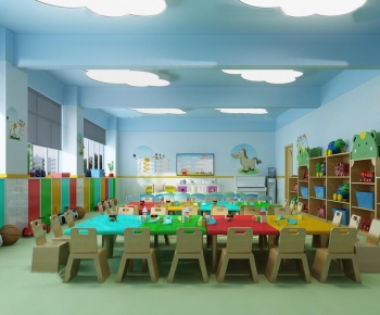 现代儿童幼儿园教室活动室-ID:480970596
