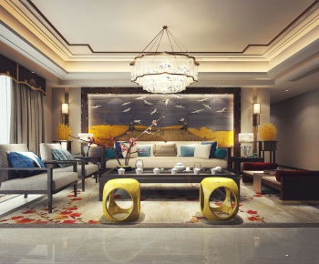 New Chinese Style A Living Room-ID:800729234