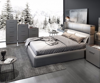 Post Modern Style Double Bed-ID:904790323