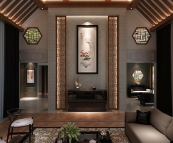 New Chinese Style A Living Room-ID:784833237