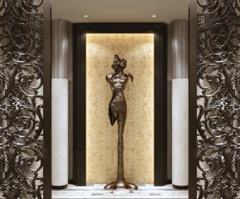 欧式屏风隔断走廊电梯厅人物雕塑-ID:700437428