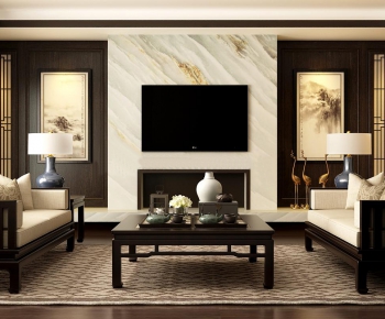 New Chinese Style A Living Room-ID:750237885