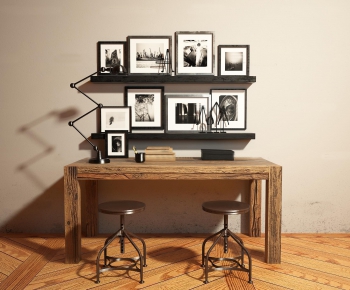 Industrial Style Computer Desk And Chair-ID:533312497