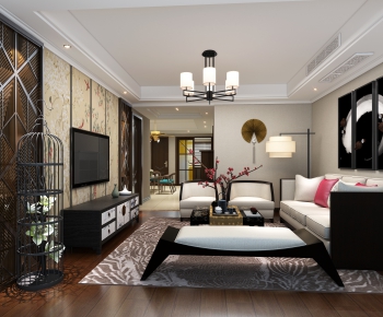 New Chinese Style A Living Room-ID:722347964