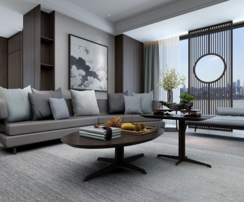 New Chinese Style A Living Room-ID:351294546