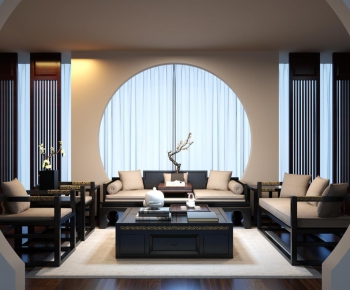 New Chinese Style A Living Room-ID:784302424