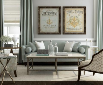 现代美式客厅双人沙发茶几-ID:642640125