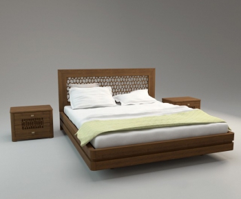 Modern New Chinese Style Double Bed-ID:362103953