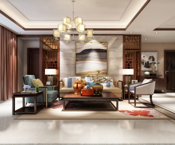 New Chinese Style A Living Room-ID:948462386