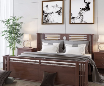 New Chinese Style Double Bed-ID:144250323