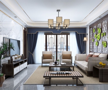 New Chinese Style A Living Room-ID:409722311