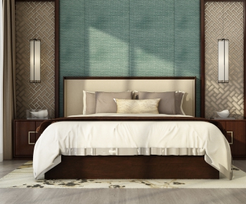 New Chinese Style Double Bed-ID:524215429