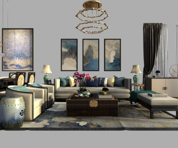 New Chinese Style Sofa Combination-ID:879888599