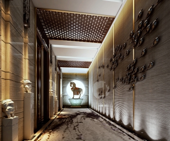 Modern New Chinese Style Corridor Elevator Hall-ID:577420369