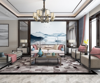 New Chinese Style A Living Room-ID:402948381