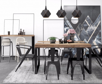 Modern Industrial Style Dining Table And Chairs-ID:818230622