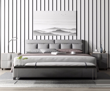 Modern Nordic Style Double Bed-ID:643263164