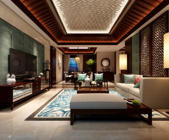 New Chinese Style A Living Room-ID:795032386