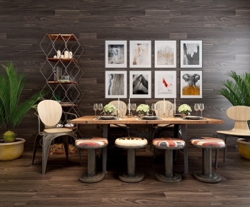 Industrial Style Dining Table And Chairs-ID:209411464