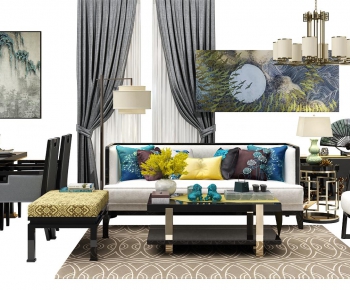 New Chinese Style Sofa Combination-ID:460164787
