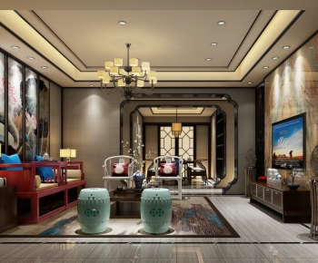 New Chinese Style A Living Room-ID:474533696