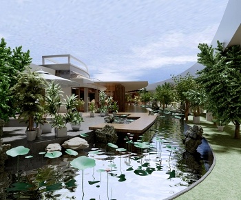 现代新中式庭院/景观室内盆栽3D模型